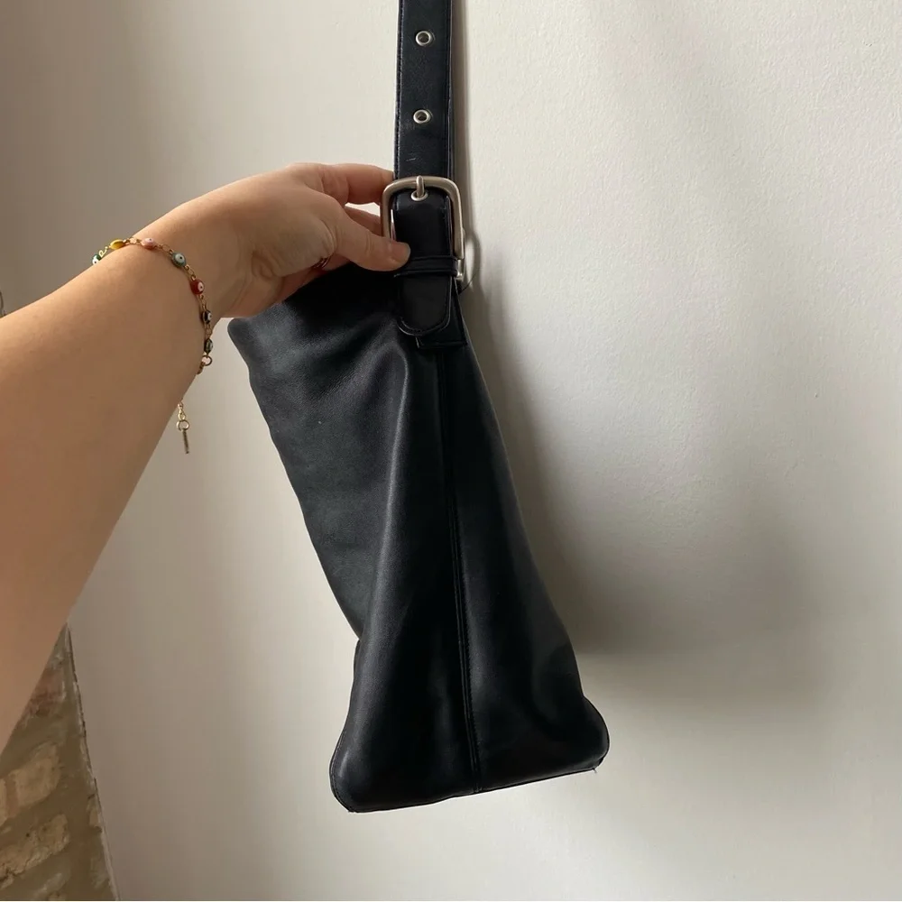 Black Leather Shoulder Bag Crossbody Bag real leather Eddie Bauer